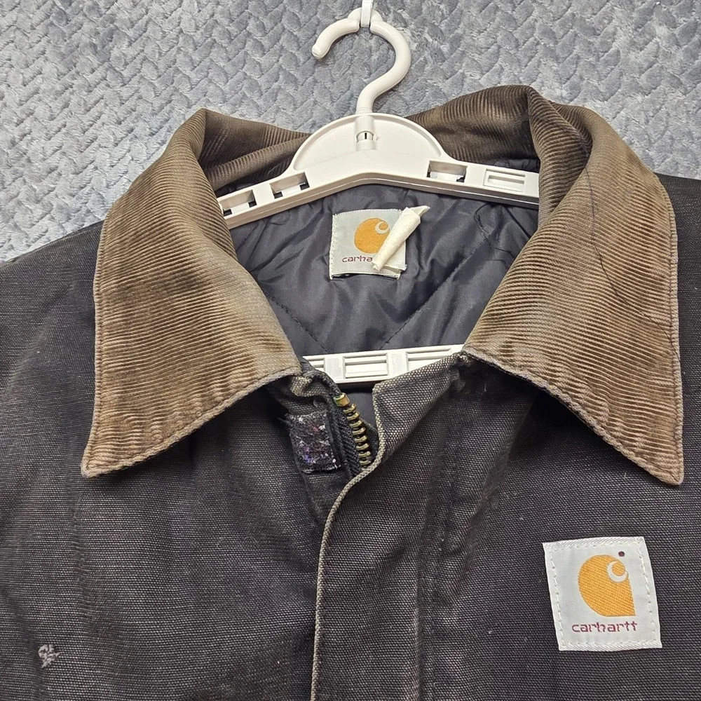 Carhartt Arctic Jacket Men's XXL Black Distressed Duck Canvas Faded Workwear VTG